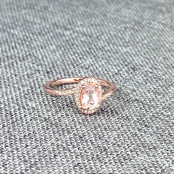 LOVELY 0.75 Ct Morganite Diamond 14kt Rose Gold Pink Champagne Engagement Ring 8 - Picture 5 of 7